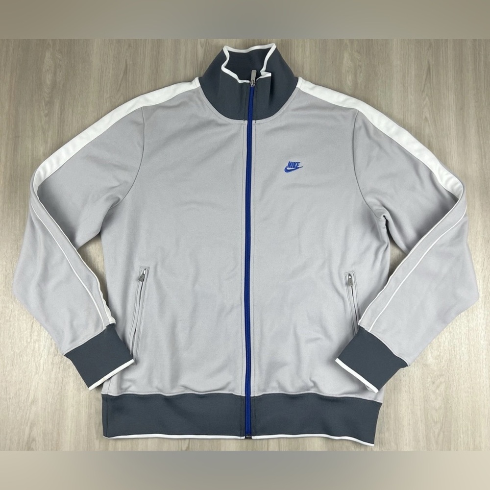 Nike Sportswear Mens Gray White Full Zip Track Jacket Size Large 00s 370404-006